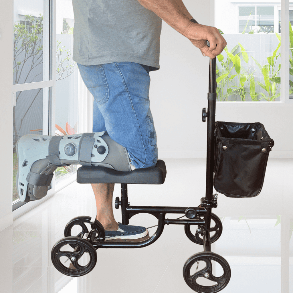 person using a knee scooter