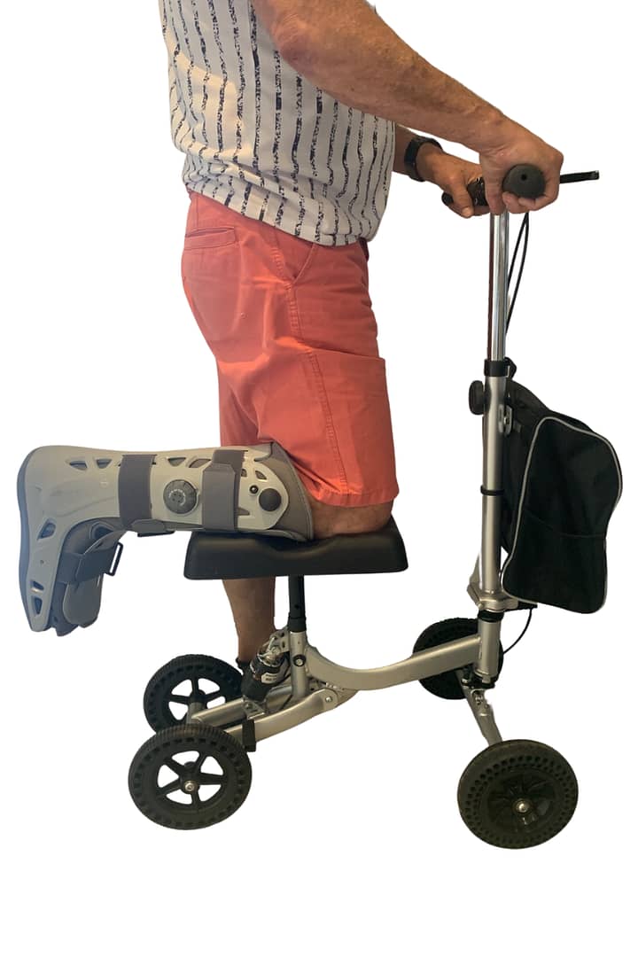 person on a knee scooter